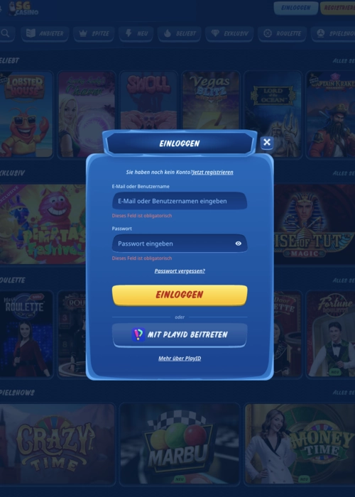 Secure player account login SG Casino